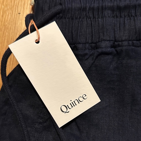 Quince Women's Wide Leg Navy Blue 100% Linen Pants - Picture 2 of 13